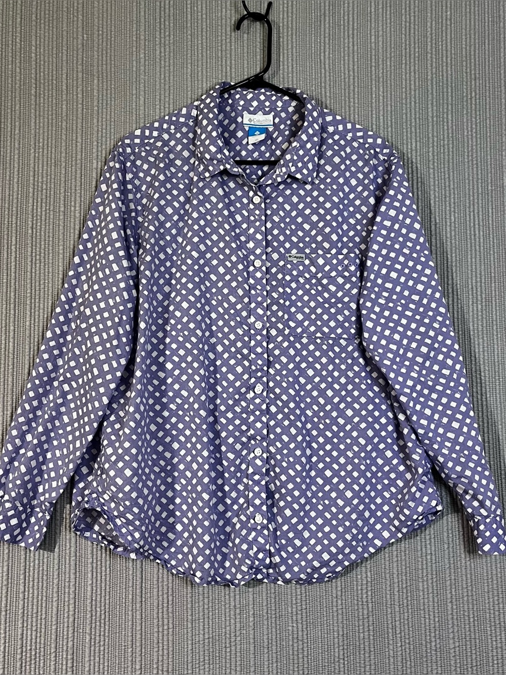Columbia PFG Lavender Long Sleeve Button Shirt Womens XL Pocket Lightweight